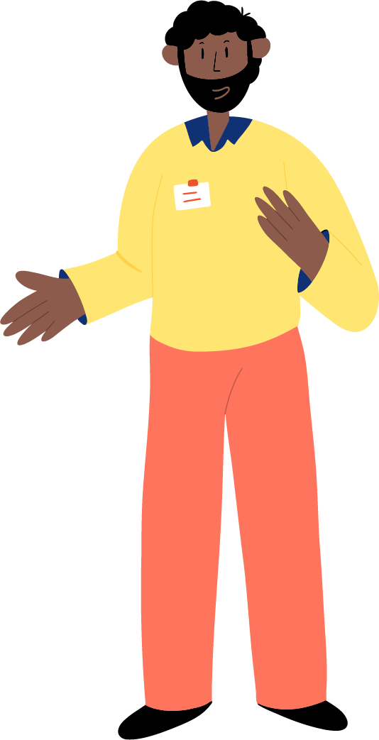Illustration représentant un homme portant un badge